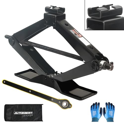 Scissor Car Lift Jack 2.5 Ton (5500Lbs) for Sedans, MPVs & SUVs, Compact Portable Cross Car Scissor Jack Kit 360 Degree Rotating Roadside Emergency Tool Tire Change with Ratchet Wrench Gloves (2.5T)