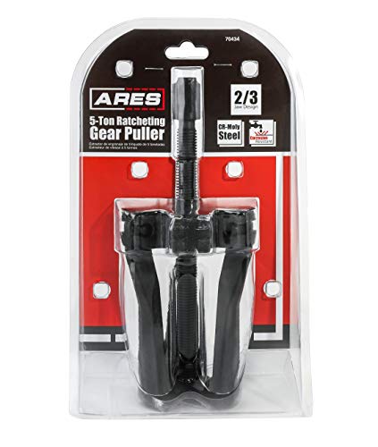 ARES 70434 - Reversible 2/3 Jaw 5-Ton Ratcheting Gear Puller - Chrome Moly Steel Construction - 4-Inch to 5-Inch Adjustable Range - Removes Gears, Pulleys, and Flywheels - size: Reversible 2/3 Jaw 5-Ton Puller