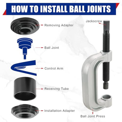 NYXOVA Ball Joint Removal Installation Tool, Heavy Duty Ball Joint Press Kit & U Joint Removal Tool with 4 Wheel Drive Adapters for Most 2WD and 4WD Cars Light Trucks