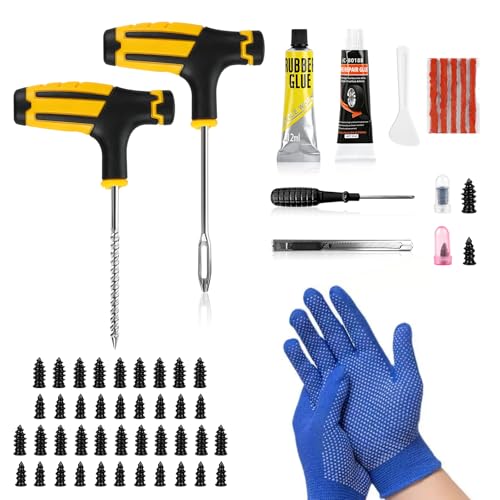 Vitog 55 PCS Two Types of Tire Plug Kit, 45 PCS Tire Repair Rubber Nail Kit & 10 PCS Flat Tire Repair Kit with Plugs, Heavy Duty Tire Repair Screws for Car, Motorcycle, ATV, Jeep, Truck, Tractor