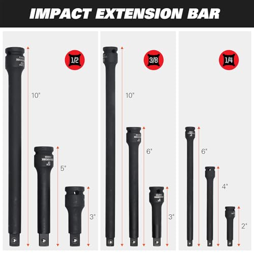 STARWORK TRUE MECHANIC 153-Piece 1/4", 3/8", 1/2" Drive Master Impact Socket Set, Professional, SAE/Metric