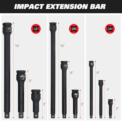 STARWORK TRUE MECHANIC 153-Piece 1/4", 3/8", 1/2" Drive Master Impact Socket Set, Professional, SAE/Metric