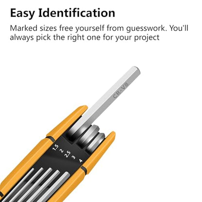 MULWARK 4 Pack Folding Allen Wrenches Sets | 17-Piece Complete Metric & Standard SAE Hex Key Set with Portable Holders for Basic Home Repair, Furniture Assembly, and DIY Projects - style: 34 pcs Metric SAE