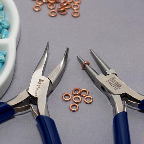 The Beadsmith Bent Chain-Nose Pliers | 4.5" Jewelry Making Tool for Crafting and Repair, For Reaching Difficult Angles, Steel Head w/ PVC Handles - style: Bent Chain Nose