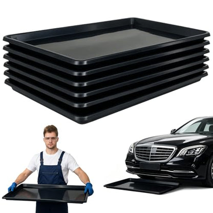 6 Pack Oil Drip Pan Heavy Duty, 35.2 x 23.4 Inch PP Plastic Oil Catch Pan, Waterproof Leak-Proof Reusable Drip Tray for Under Car Oil Changing, Garage Driveway & Home Appliance