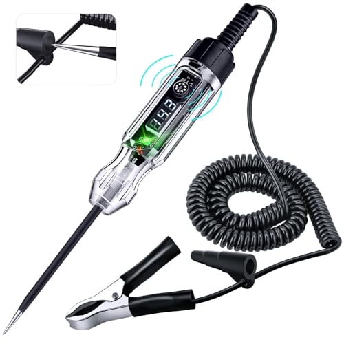 Premium Automotive Buzzer Test Light, 3-72V DC Digital LED Circuit Tester, Light Tester with Voltmeter & Dual Color Polarity Indicate, Auto Bidirectional Voltage Tester Electric Test Pen