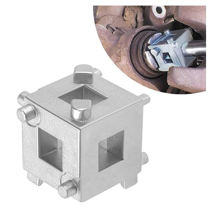 Junecarp Cube Brake Caliper Compression Tool,Steel Brake Caliper Tool Car Rear Disc Brake Piston Tool,Specialized Car Accessories Brake Piston Tool Adaptor Fits 3/8" Square Driver