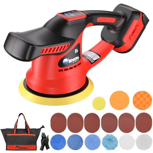 Brushless Cordless Car Buffer Polisher Kit（Only Tool,Compatiblewith Milwaukee 20V Battery ）Dual Action Random Orbital Polishing with 6-Speed 2800-6000RPM for Auto Detailing, Waxing & Paint Correction - color: Red(tool Only)