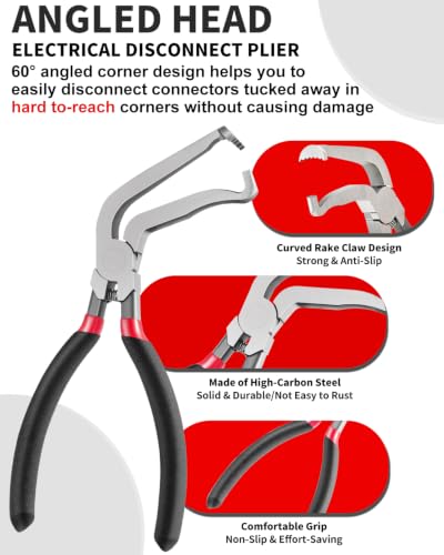 4 PCS Automotive Electrical Connector Removal Disconnect Pliers and Hose Clamp Pliers Tool Set, Plug Connector Separator, Perfect for Car Repairs and Maintenance, DIY and Mechanical