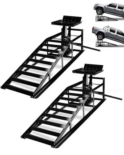 GarveeTech2 Pack Hydraulic Car Ramps 5T 11000lbs Low Profile Car Lift Service Ramps Truck Trailer Garage, Height Hydraulic Vehicle Ramps - color: Black