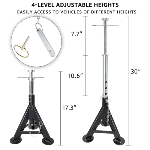 BESTOOL RV Supports Stabilizer Jacks, Travel Trailer Stabilizer Jacks Camper Jack Stands from 17.3" to 30." 1Pair Capacity 12000 lbs, 2 Pack - color: Black-Standard RV stabilizer jacks/2PC