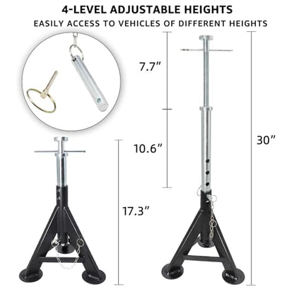 BESTOOL RV Supports Stabilizer Jacks, Travel Trailer Stabilizer Jacks Camper Jack Stands from 17.3" to 30." 1Pair Capacity 12000 lbs, 2 Pack - color: Black-Standard RV stabilizer jacks/2PC