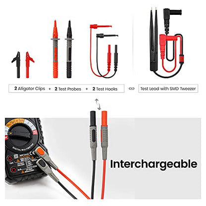 KAIWEETS Multimeter Test Lead Set for Electrical Testing, Soft Silicone Test Leads Kit for Fluke/AstroAI/INNOVA Multimeter Electronic Clamp Meter 11 PCS - size: 11PCS