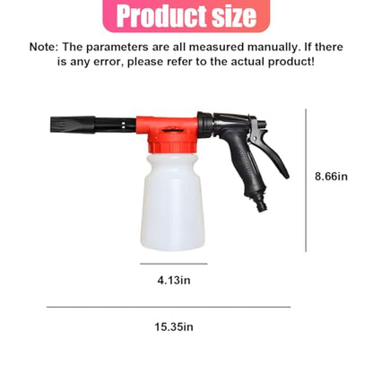YoRise Car Wash Foam Gun, Adjustable Foam Cannon for Hose, Car Wash Sprayer with 6 Levels of Foams Concentration, Car Washing Soap Sprayer Connect to Any Garden Hose (Red) - color: Red