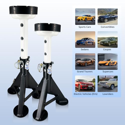 HKTE 4 Ton Low Profile Jack Stands 2 Pack, 8000 lbs Heavy Duty Car Jack Stands for Cars & Light Trucks, with Security Locking Pins - color: JACK STANDS 8000LB LOW PROFILE