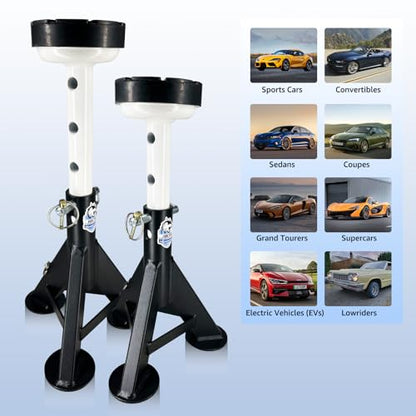 HKTE 4 Ton Low Profile Jack Stands 2 Pack, 8000 lbs Heavy Duty Car Jack Stands for Cars & Light Trucks, with Security Locking Pins - color: JACK STANDS 8000LB LOW PROFILE
