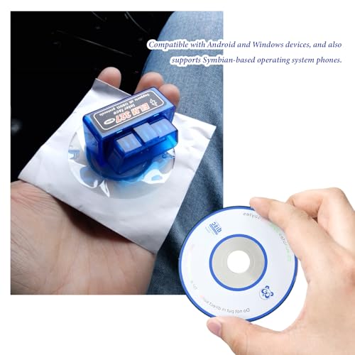 2 PCS ELM327 OBDII Car Auto Diagnostic Scanner, Professional ELM327 Bluetooth Failure Detector Scan Diagnostic Tool, Mini Wireless OBD2 Engine Fault Code Reader for Android Windows - color: 2 PCS
