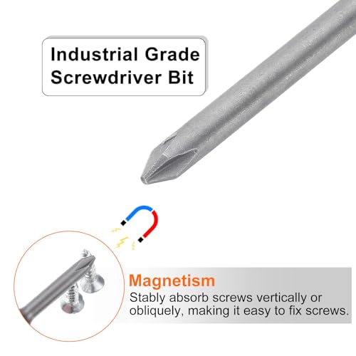 HARFINGTON 5pcs #1 Phillips Screwdriver Bit PH1 1/4" Hex Shank 4" (100mm) Long Magnetic S2 Steel Industrial Grade Screw Driver Bit Cross Head Electric Drill Bits 0.177" (4.5mm) Rod - size: PH1 x 100mm x 4.5mm