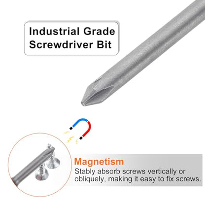 HARFINGTON 5pcs #1 Phillips Screwdriver Bit PH1 1/4" Hex Shank 4" (100mm) Long Magnetic S2 Steel Industrial Grade Screw Driver Bit Cross Head Electric Drill Bits 0.177" (4.5mm) Rod - size: PH1 x 100mm x 4.5mm