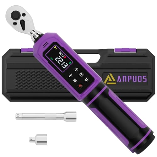 ANPUDS Digital Torque Wrench, ±1% Accuracy, 0.33-22.13 Ft-lb | 1/4 Drive, Vibration/Buzzer/LED Flash Alert, Dual Direction Ratchet Electric Torque Wrench, for Bike Motorcycle - size: 1/4" 0.33-22.13 Ft-lb/0.45-30 Nm(Digital)