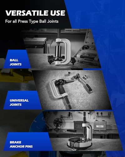 Orion Motor Tech Ball Joint Removal Tool Kit, 23pc Ball Joint Press & U Joint Removal Kit with Sockets and Universal Adapters, Heavy Duty Ball Joint Tool Set for Most 2WD 4WD Cars Trucks SUVs, Black - color: Blue C-Frame with Black Case