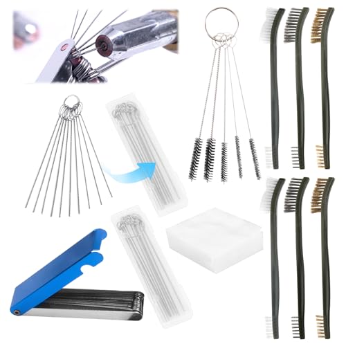 Throttle Body Cleaner Kit, Carburetor Cleaning Kit, Torch Tip & Carb Dirt Remove Cleaner Set - style: 33 Cleaning Wires & 50 Cloth & 5 Fine Brushes & 6 Double-Ended Brushes