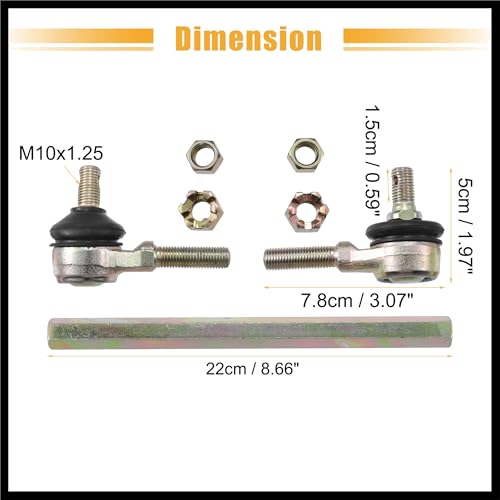 22cm 8.66" Steering Tie Rod End Tie Rod Link Fit for 50cc 70cc 90cc 110cc 125cc 150cc ATV Quad Four with Ball Joint Accessories - Pack of 2 Durable Material