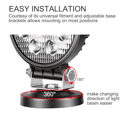 Magnetic Led Work Light 12V, SKYWORLD 1PCS 4 Inch 27W Round Flood Off Road Driving Fog Lamp, Portable Magnetic Base Holder for Car SUV Trailer Tractor Truck Engineering Maintenance Garage Camping - size: 4 Inch 27W Flood
