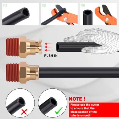 CheeMuii 200 FT 1/2" DOT Air Line with Heavy Duty Tube Cutter Kit PA12 Nylon 1/2 Pneumatic Tubing SAE J844 DOT Air Hose 61 Meter 1/2 Inch OD Pneumatic Air Tubing Pipe Hose Line - size: 1/2"OD-200FT-Single Layer