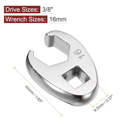 HARFINGTON Drive Crowfoot Wrench 3/8" Drive 16mm Metric Fractional Crowfoot Flare Nut Wrench 40Cr Chrome Plated Open End Crowfoot Wrench for Mechanics Automotive Repair Work - size: 16mm