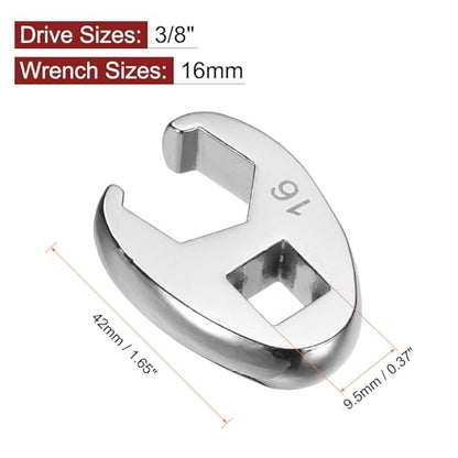 HARFINGTON Drive Crowfoot Wrench 3/8" Drive 16mm Metric Fractional Crowfoot Flare Nut Wrench 40Cr Chrome Plated Open End Crowfoot Wrench for Mechanics Automotive Repair Work - size: 16mm