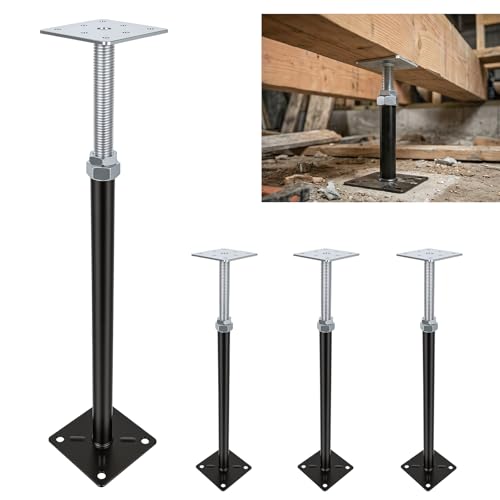 Adjustable House Floor Jacks, Post Floor Joist Jacks for Leveling, 16" - 20" Height Adjust Range, Telescoping Screw Jacks for Temporary Support, 5000 LBS Max Load Capacity 4 Pack - size: 16"-20" Adjustable Floor Jacks