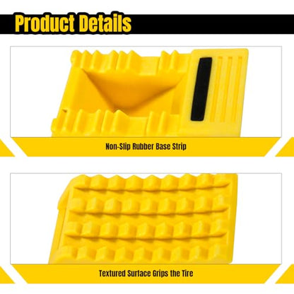 MaxxHaul High Visibility Poly Foam Wheel Chock 2-Pack | 8" x 4" x 4" Lightweight Tire Stop | Slip-Resistant Rubber Base | Built-in Handle | Safety Yellow (50503) - color: YELLOW