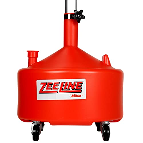 ZEELINE BY MILTON ZE8DC 8-Gallon Poly Oil Drain, Adjustable Height 48-71 in., Rolling Waste Oil Drain with Funnel Screen, 4 Swivel Casters for Oil, Coolant & Transmission Fluid