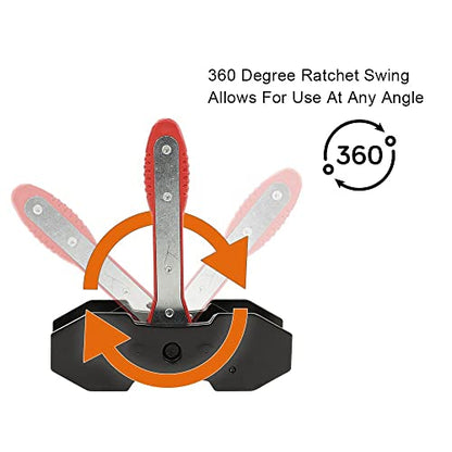 G-PLUS Brake Caliper Piston Press Tool Universal Fit Red | 360° Ratcheting Caliper Spreader with 2 Steel Plate Adapters Single Twin Quad Piston Cars Trucks Commercial Vehicles - color: Red(Amazon delivery)