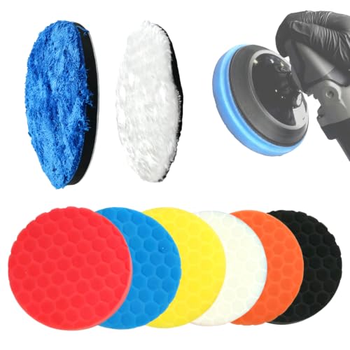 8 PCS 6 Inch Buffing Pads Set, Foam Polishing Pads for Car Detailing, Ideal for Scratch & Swirl Removal, Compatible with DA Polishers