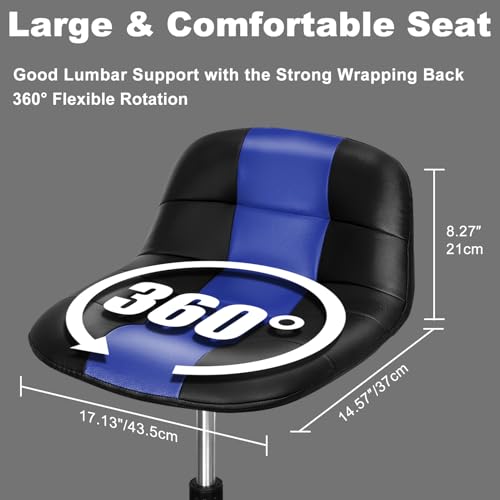 Rolling Stool with Wheels, Adjustable Shop Stool Mechanic Chair Seat Garage Shop Roller Work Chair Mobile Rolling Seat with Tool Tray, 2 Cup Holders, 4" Casters, 350 LBS, Heavy-Duty, Blue - color: Blue