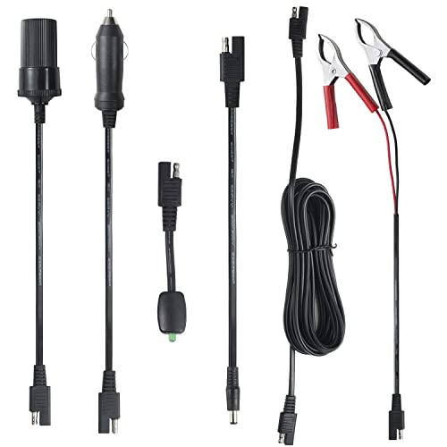 Sunway Solar 16FT Battery Charger Extension Cable Adapter SAE Connectors Quick Connect with Battery Clamps For 12V Trickle Charger And Maintainer, 12Volt Solar Panel Power System Kit - size: 6 Connectors