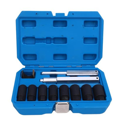 RiToEasysports Wheel Lock Removal Kit CRMO Steel Lug Nut Extractor Set 8 Sizes 18mm to 25mm Reverse Spiral Design for Removing Damaged Rusted Rounded Lug Nuts on Cars Trucks