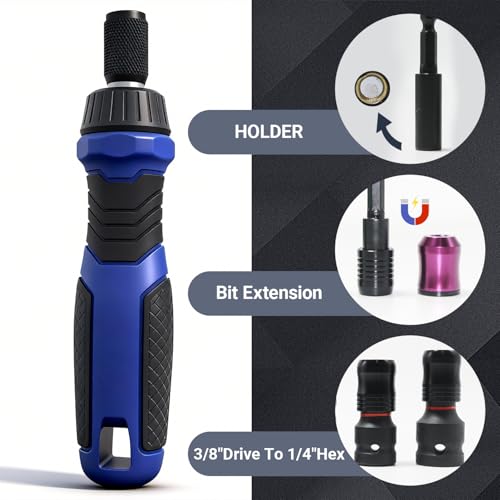 6-Inch Long Screwdriver Bit Set, 63-Pcs Impact Screwdriver Bits Set, Magnetic S2 Steel, 1/4" Hex Shank, Torx/Phillips/Hex/Nut Driver Bits with Organized Storage Case