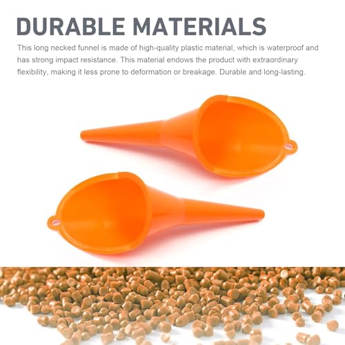 2 PCS Oil Funnel, Automotive Multi-Function Long Neck Fuel Funnel, Plastic Anti-Spill Engine Funnel for Filling Engine Oils, Water, Diesel Fuel, Kerosene and Other Liquids (Orange) - color: Orange