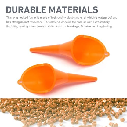 2 PCS Oil Funnel, Automotive Multi-Function Long Neck Fuel Funnel, Plastic Anti-Spill Engine Funnel for Filling Engine Oils, Water, Diesel Fuel, Kerosene and Other Liquids (Orange) - color: Orange