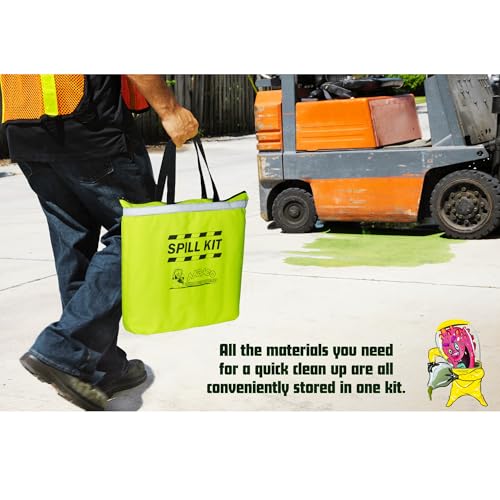 AABACO Universal Spill Kit 5 Gallon Oil Spill Kit with Absorbent Pads, Socks, Yellow Duffle Bag, Gloves & Disposal Bag for Automotive, Garage & Industrial Use - size: 1 Count (Pack of 1)