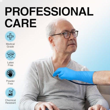 Schneider Nitrile Exam Gloves, Extended 12 Inches Cuff, Large, 4 mil, 50-ct Box, Gloves Disposable Latex Free, Powder Free for Medical, Food Prep, Cleaning, Cooking, Blue - size: Large