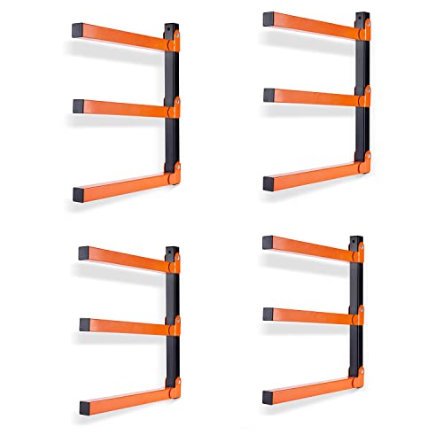 Ultrawall Wall Mount Wood Organizer and Lumber Storage Metal Rack with 3-Level - Indoor & Outdoor Use, 4 Pack - style: 4 PACK