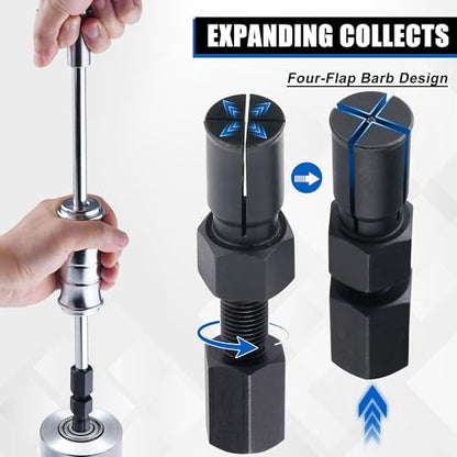 Subtoy 12PCS Blind Hole Bearing Puller Set, Internal Bearing Extractor Puller with Slide Hammer Pilot Bearings Removal Tool and 8–32mm Expandable Collets,for Motorcycle Automotive, Bicycle Bearings