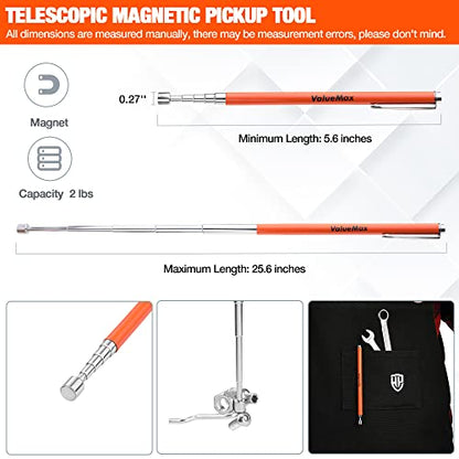 ValueMax 10PC Precision Hook & Pick Set, Magnetic Pick Tool with Scraper | Automotive & Electronic Repairs, Ideal for O-Rings, Seals & Gaskets, Ergonomic TPR Grip, Durable Storage Bag