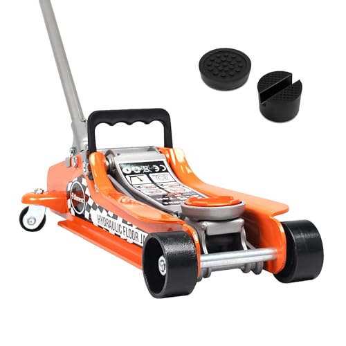 2.5 Ton Steel Floor Jack, Low Profile Hydraulic Racing Floor Jack, Heavy-Duty Racing Floor Jack with Single Piston Lift Pump, Lifting Range 3-3/8" - 14-15/16" - size: 2.5T Single Pump