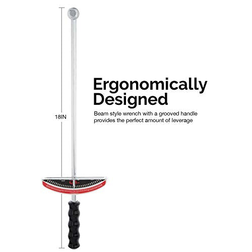Tooluxe 03703L Dual Drive Beam Style Torque Wrench | 3/8” & ½” Drives | 17” Length | 0-150 Ft-Lbs | SAE | Premium Steel Alloy - size: (Pack of 1)