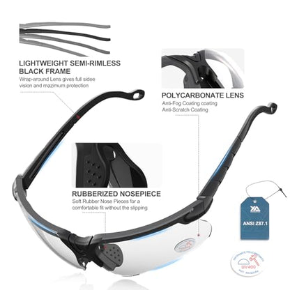 xaegistac Shooting Glasses with Case-Safety Glasses Anti Fog | Z87.1 Certificated Impact Resistance Safety Glasses for Hunting Shooting Sports - color: Clear